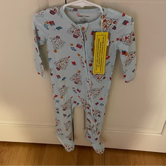 NWT Angel Dear Bamboo Vintage Trees Christmas Print Footie Pajama - Picture 1 of 4
